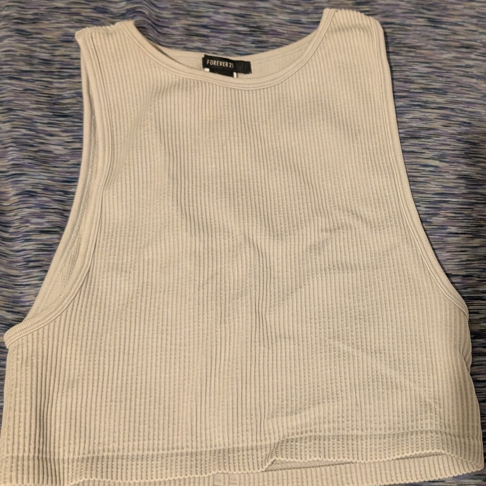 Forever 21 Cream Ribbed Tank Top